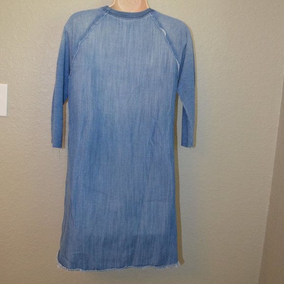 Sz XS Anthropologie Bella Dahl Frayed Blue Denim Dress - Picture 10 of 13